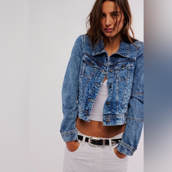 nwt FREE PEOPLE rumors denim boho jean jacket coat soft cotton L - Picture 8 of 9